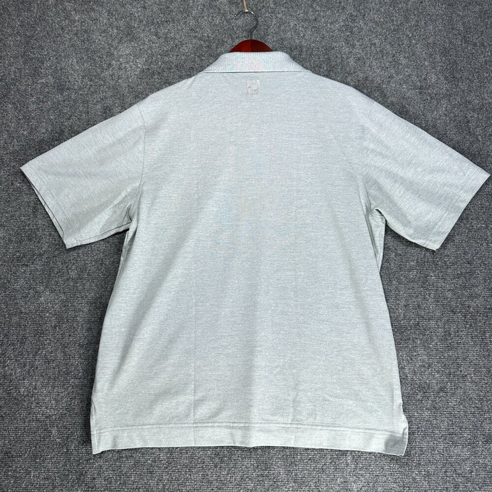 FJ FootJoy Polo Shirt Mens Medium Gray Knit Short Sleeve Logo on Back Split Hem - Picture 6 of 7